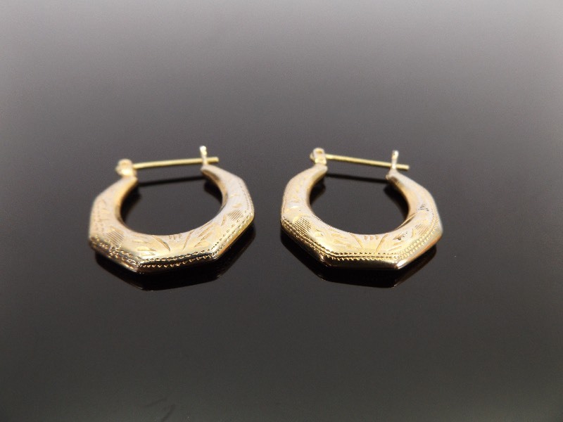.925 Sterling Silver Vintage Etched Vermeil Earrings