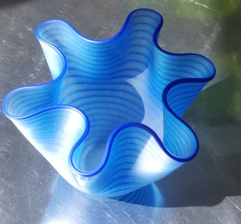 lot 13 image: Kosta Boda Blue Ruffle Art Glass Vase