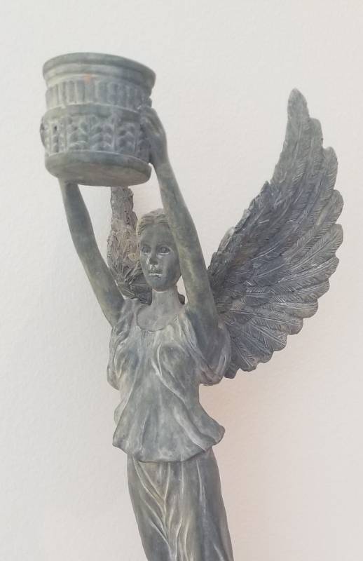 lot 57 image: Winged Athena Resin Figural Candlestick
