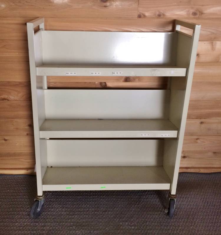 lot 59 image: Metal Three Shelf Book Cart