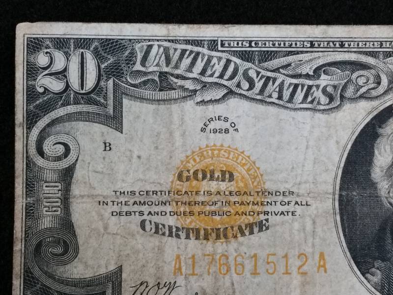 1928 $20 Gold Certificate