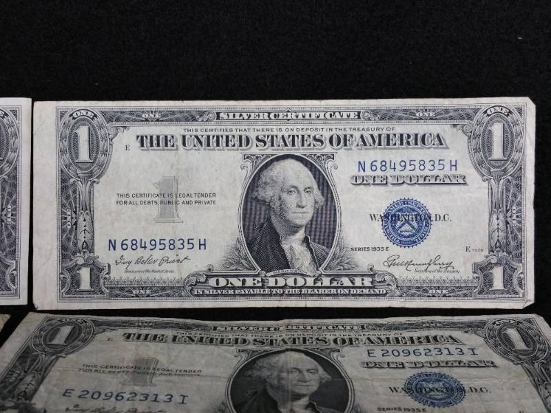 (7) 1935 $1 Blue Seal Silver Certificates