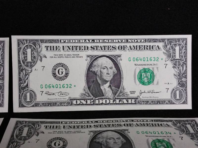 (5) Sequential 2003 Star $1 Notes - Unc
