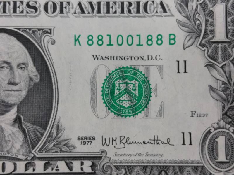 1977 $1 Radar Fancy Serial Number Note