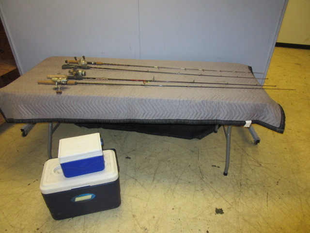 lot 417 image: FISHING POLES AND COOLERS