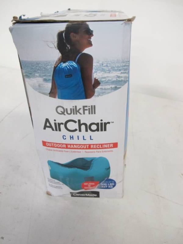 lot 21 image: CleverMade Quikfill Outdoor Inflatable Lounge Chair with Carry Bag NEW