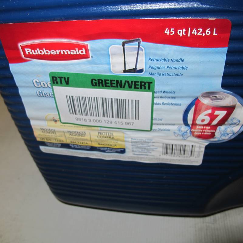 lot 57 image: Rubbermaid 45 Quart Wheeled Cooler