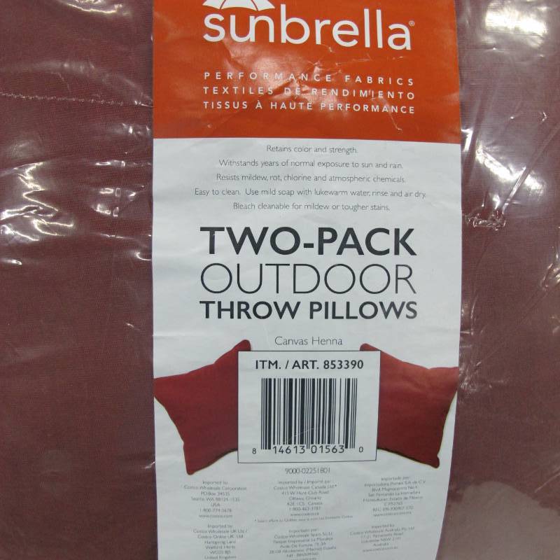 lot 106 image: 4 Pack of Sunbrella Outdoor Throw Pillows in Maroon Red