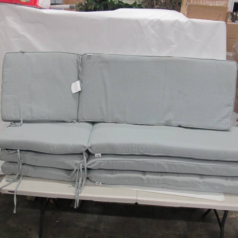 lot 132 image: 4 pack of Hampton Bay Cushion Guard Outdoor Chaise Lounge Cushion - Grey