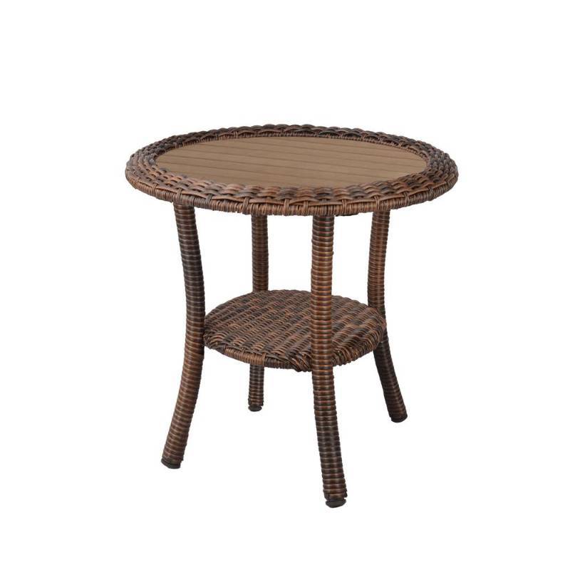 lot 144 image: Hampton Bay Outdoor Side Table Patio Furniture Rust Resistant Sturdy Durable Frame Classic