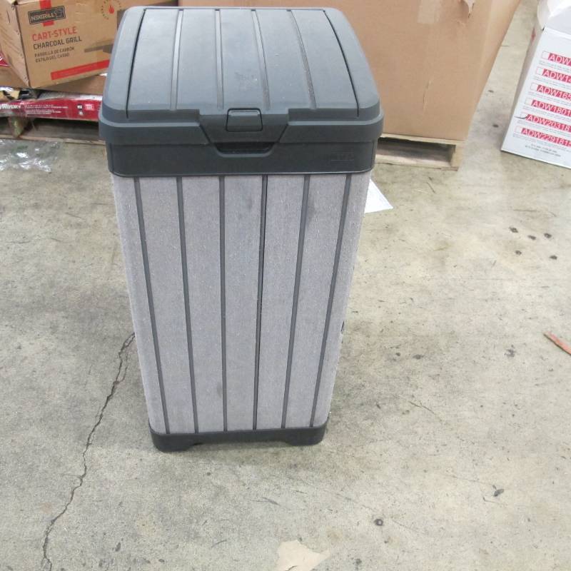 Keter Rockford Duotech Outdoor Trash Can, Gray