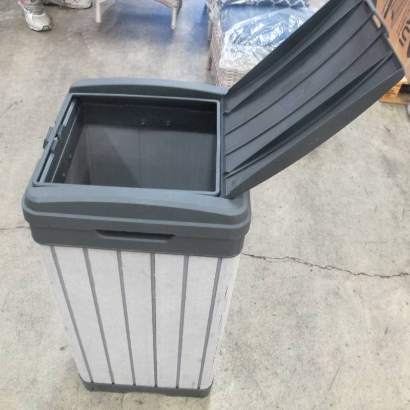 Keter Rockford Duotech Outdoor Trash Can, Gray