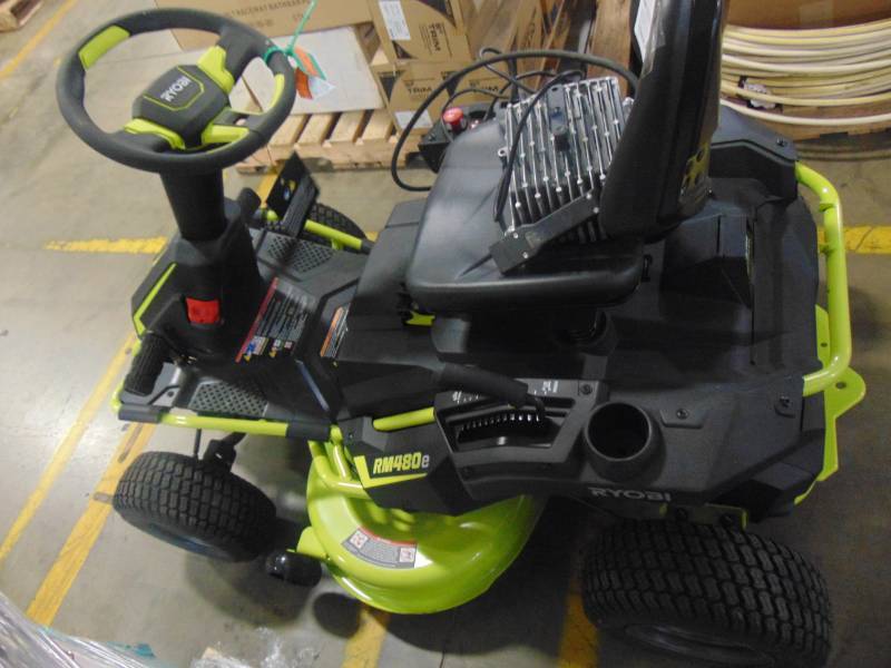 lot 7 image: Ryobi 38 in. Battery Electric Riding Lawn Mower RY48110