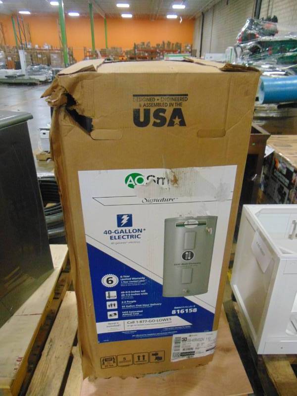 lot 15 image: A.O. Smith Signature 40-Gallon Short 4500-Watt Double Element Electric Water Heater E6-40R45DV