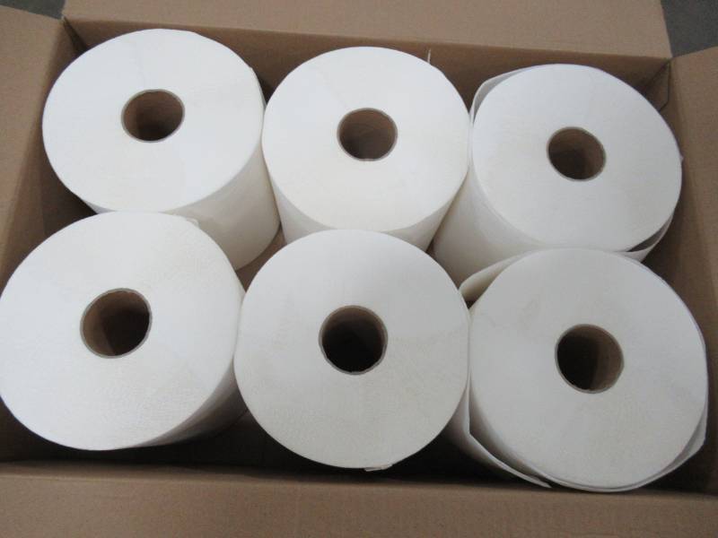 lot 107 image: Renown Natural White 8 in. Controlled Hardwound Paper Towels (800 ft. per Roll, 6-Rolls per Case) REN06014-PL - 1 Case