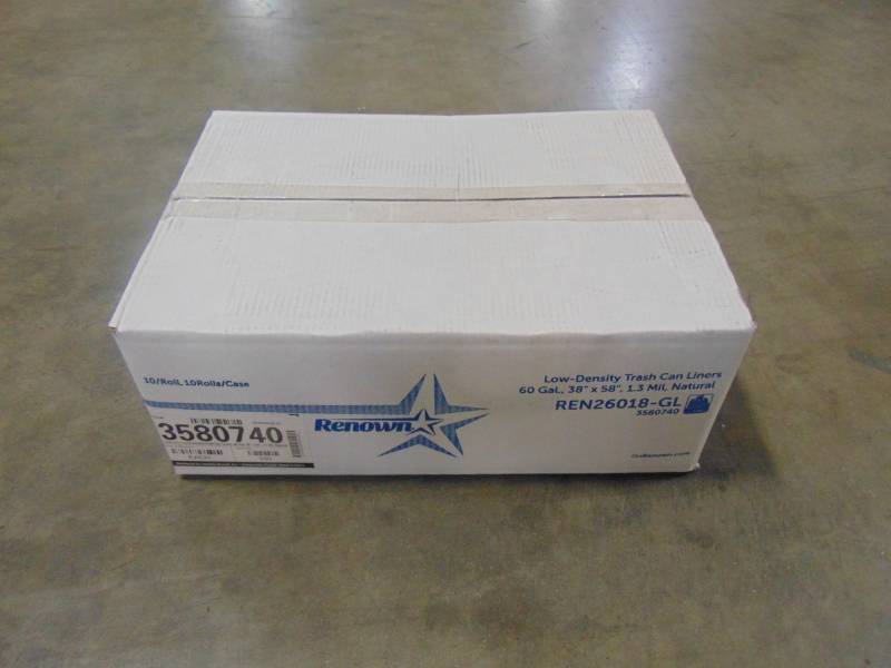 lot 508 image: Renown 60 Gal. 1.3 mil 38 in. x 58 in. Natural Can Liner - 10 Per Case