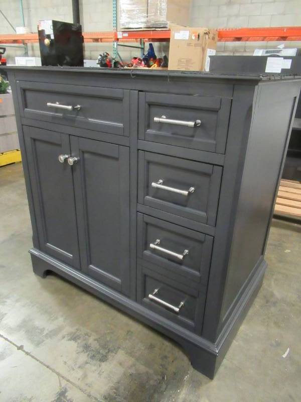 lot 236 image: Scott Living 36 in. Roveland Dark Gray (Black) Single Sink Vanity 12026VA-36-200 - Cabinet Only