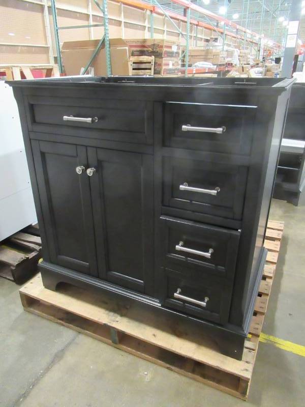 lot 237 image: Scott Living 36 in. Roveland Dark Gray (Black) Single Sink Vanity 12026VA-36-200 - Cabinet Only