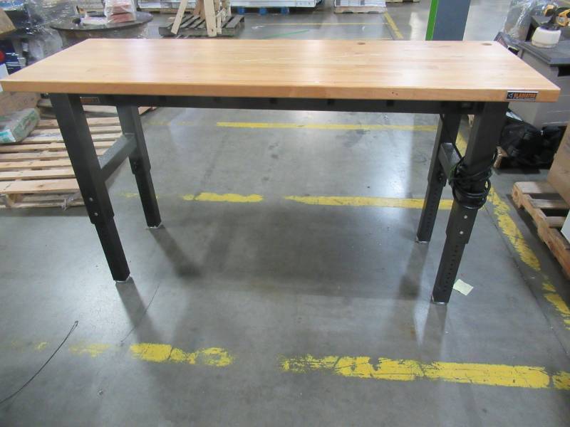 lot 245 image: Gladiator 6 ft. Hardwood Top Adjustable Height Workbench in Hammered Granite GAWB06HWEG - Scratched Top