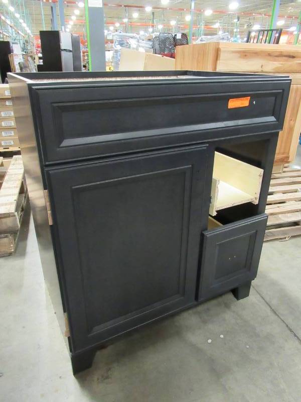 lot 246 image: Diamond FreshFit Goslin 30-in Maritime Bathroom Vanity Cabinet S12 VSDB30 - Top Drawer needs Fixing.