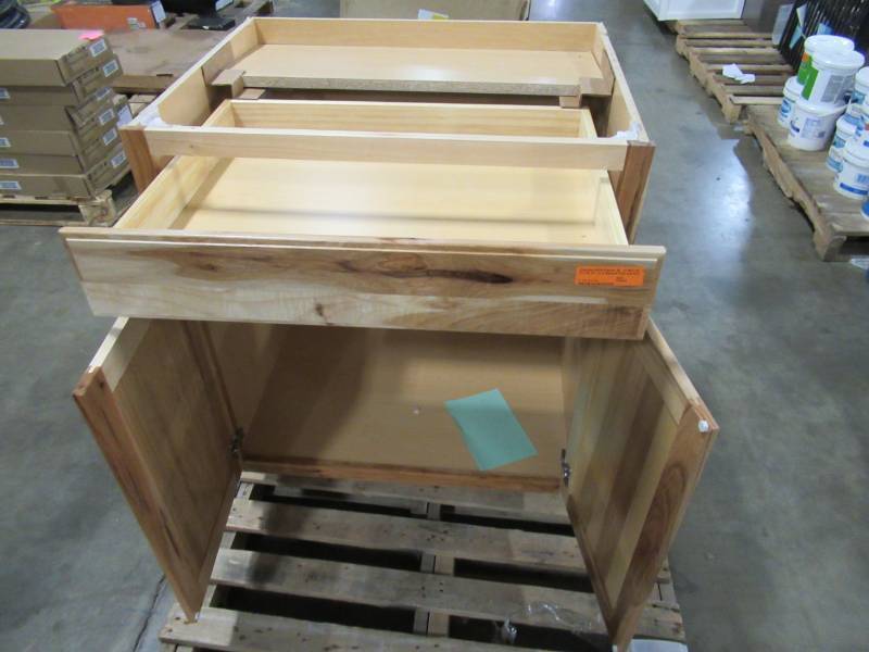 lot 247 image: Diamond NOW Denver 30-in W x 35-in H x 23.75-in D Natural Door and Drawer Base Stock Cabinet 28 B30B