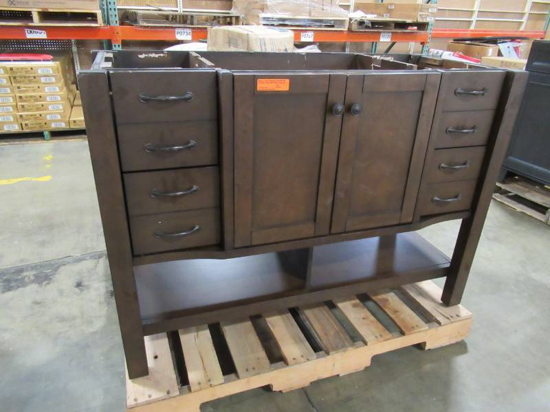 lot 248 image: allen  roth Kingscote Espresso Single Sink Vanity Cabinet WSL48RVE, 47 X 19 12 33 12 Tall.