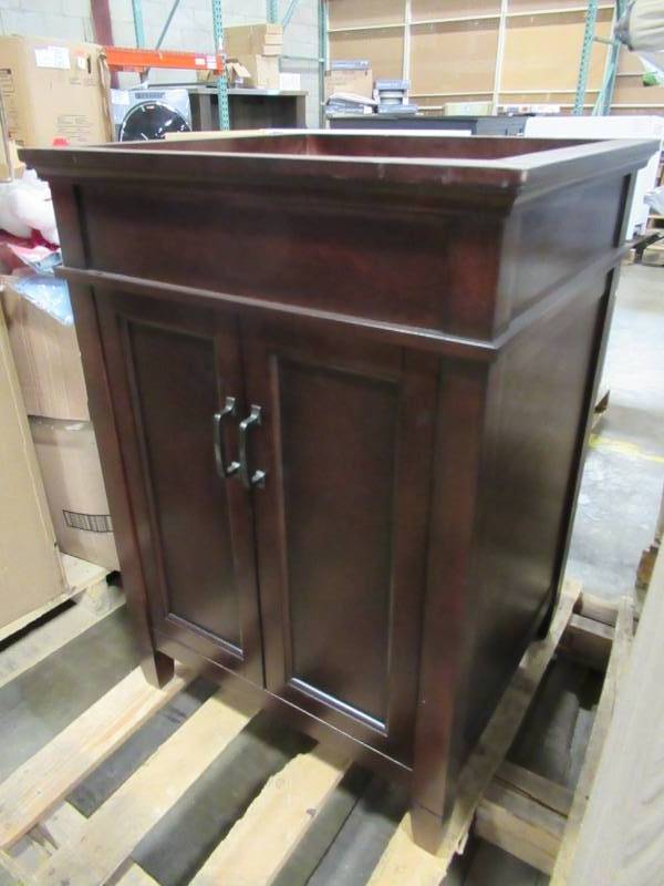 lot 279 image: Foremost Ashburn 24 x 21 12 x 34 Tall Single Sink Vanity Cabinet Only in Mahogany, ASGA2421