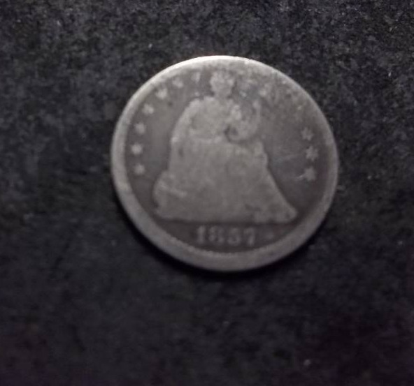 lot 130 image: 1857 Seated Liberty Half Dime