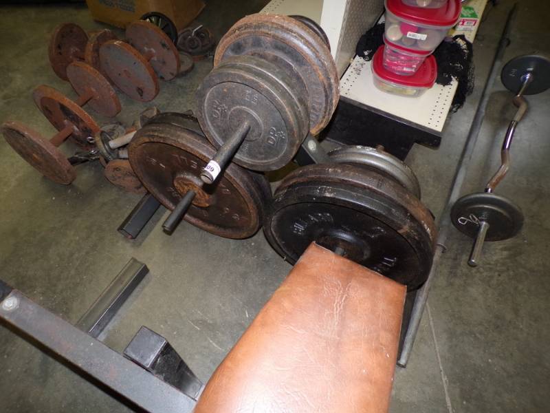 lot 109 image: Large Weight Set with Bench and Bowflex Machine