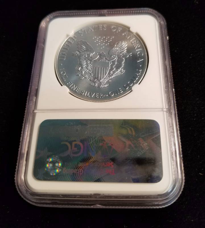 lot 12 image: 2017 AMERICAN SILVER EAGLE 1 TROY OZ. .999 FINE SILVER MS69 NGC