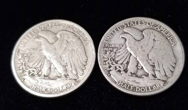 lot 52 image: 2 WALKING LIBERTY HALF DOLLARS 1942-D 1943-S