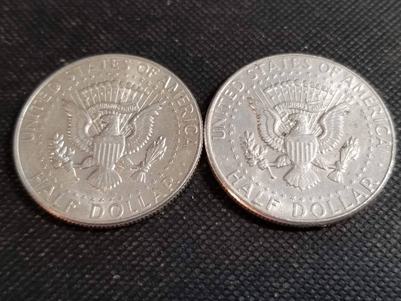 lot 13-A image: 2 SILVER KENNEDY HALF DOLLARS 1964 X2