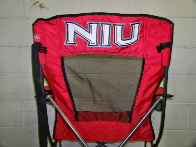 lot 38 image: NIU (Northern Illlinois University) High Back Chair with Carrying Bag