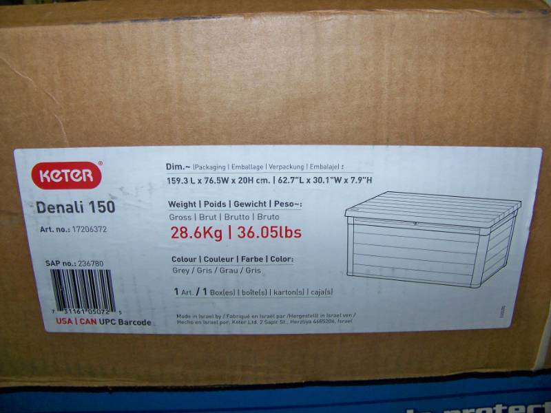 lot 22 image: Keter, Denali 150, Deck Box - Dual Purpose Storage and Bench - NEW in Original Box