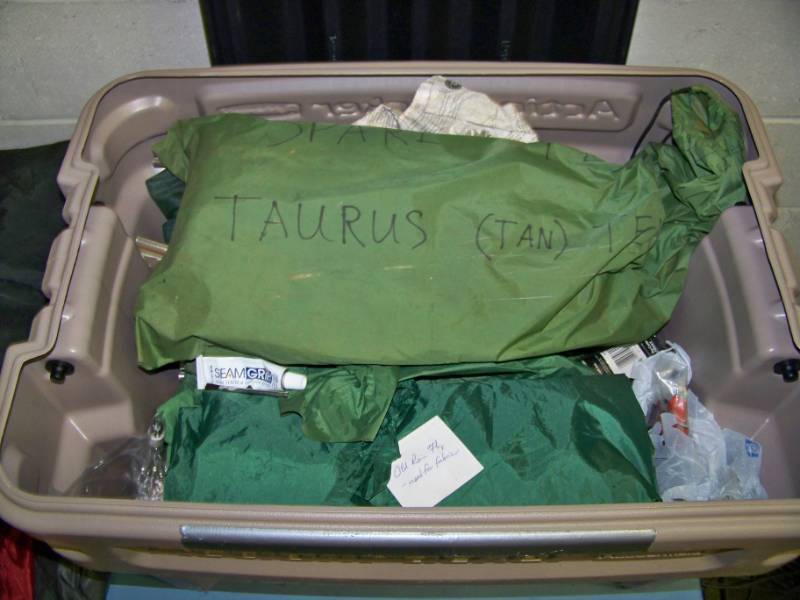lot 67 image: Tent and Miscellaneous Tent Poles and Supplies in ActionPacker Heavy-Duty Tote