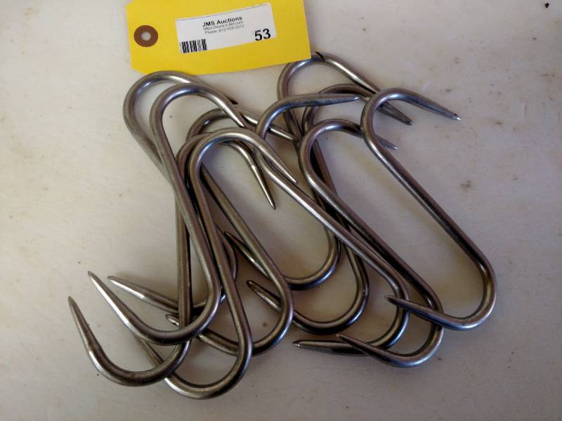 lot 53 image: (8) 6 Stainless Steel Smoker Hooks...