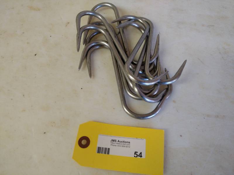 lot 54 image: (8) 6 Stainless Steel Smoker Hooks...