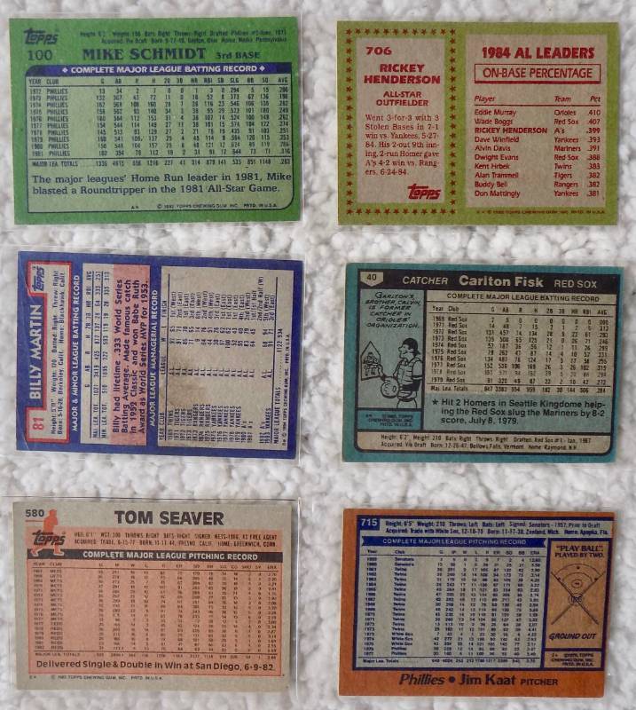 lot 28 image: (All Topps) Nice Collection of 18 different Baseball Cards - Cal Ripken, Billy Martin, Jim Palmer Etc..