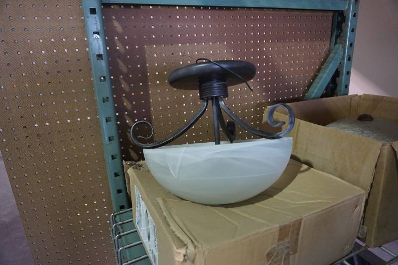 Ceiling Mount Light Fixture With Frosted Glass Shade