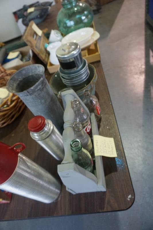 Lot of Vintage Soda Bottles & Thermos Jugs