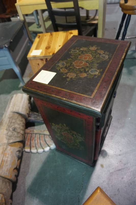 Dark Color Floral Design Night Stand