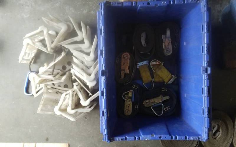 lot 18 image: E-Track Ratchet Straps With Strap Protectors (Includes Tote)