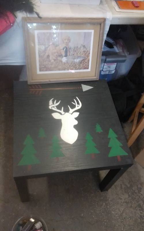 lot 78 image: FramedArtist Signed Picture, Hand Painted Table