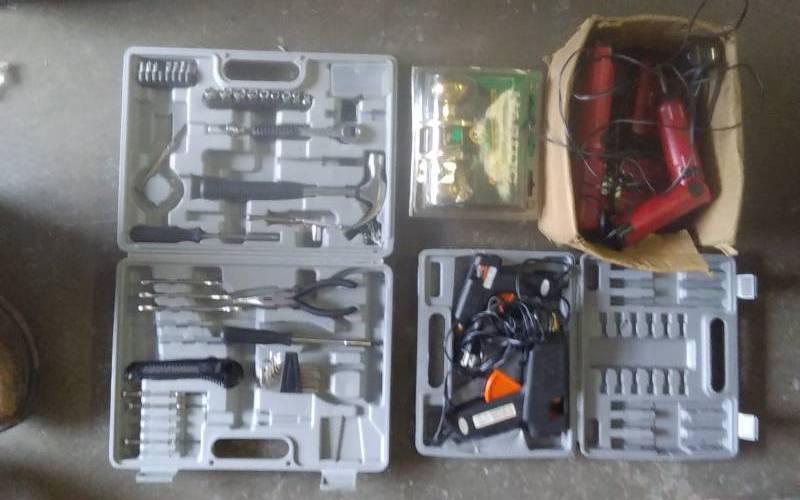 lot 81 image: Tool Kit, Glue Guns, Door Knob, Power Screw Drivers