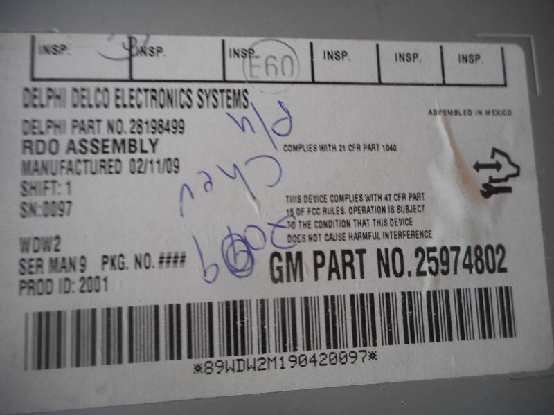 OEM Radio from 2009 Chevy Silverado 1500