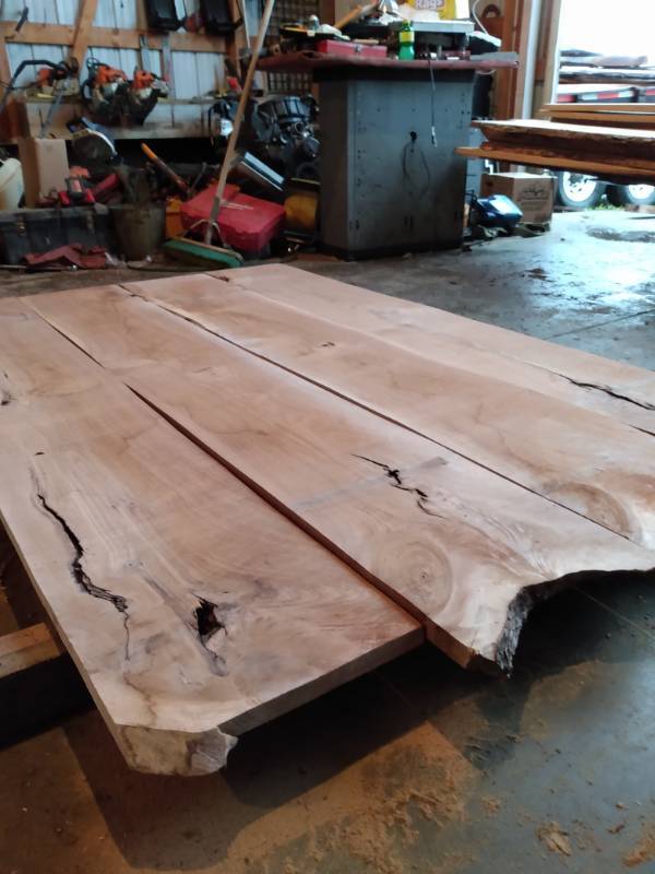 Lot of (4) Rustic Wide Walnut Tabletop Bookmatched Boards