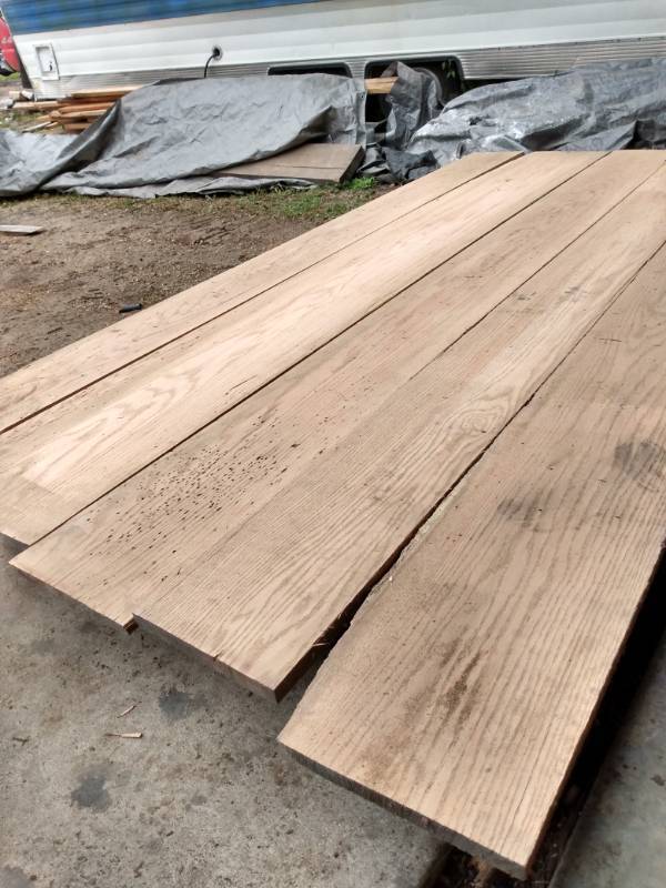 Lot of (5) Wormy Rustic Red Oak Boards
