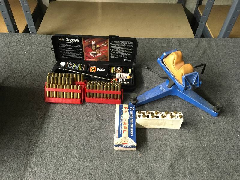 lot 227 image: Hoppes Clean Kit, .280 Brass,.338 Bullets, 20-06. Bullets, 300 WIN Bullets, .270 WIN Brass, 300 Savage Bullets,Midway Rifle Rest