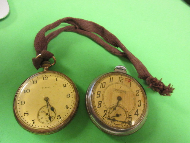 lot 329 image: INGRAHAM VICEROY POCKET WATCH AND AN ELGIN POCKETWATCH