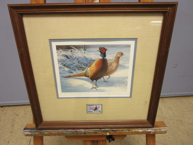 lot 349 image: DANIEL SMITHS 1983 MINNESOTA PHEASANT HABITAT STAMP PRINT, SIGNED